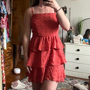 Coral Spaghetti Strap Mini Dress